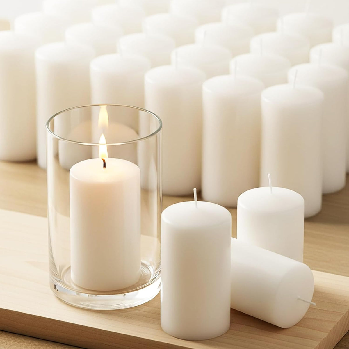 Pillar Candles White 20 Pack, 2x4 Inch Unscented Bulk