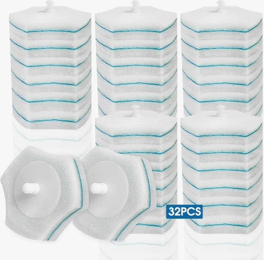 Disposable Toilet Brush Refills 32 Count Toilet Refills, Disposable Toilet Bowl Brush Refill Pads for Bathroom and Toilet Cleaning (Not Compatible with Other Brand Toilet Handle)