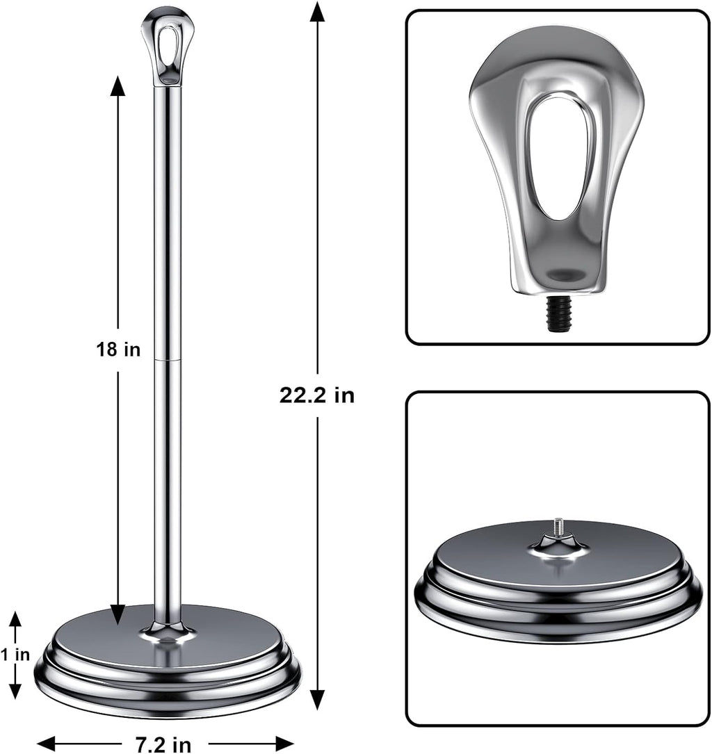 KASUNTO Toilet Paper Holder with Rustproof, Metal Free Standing Toilet Paper Stand Storage for Bathroom, Tissue Paper Roll Holder for Bathroom Accessories (Polished Chrome)