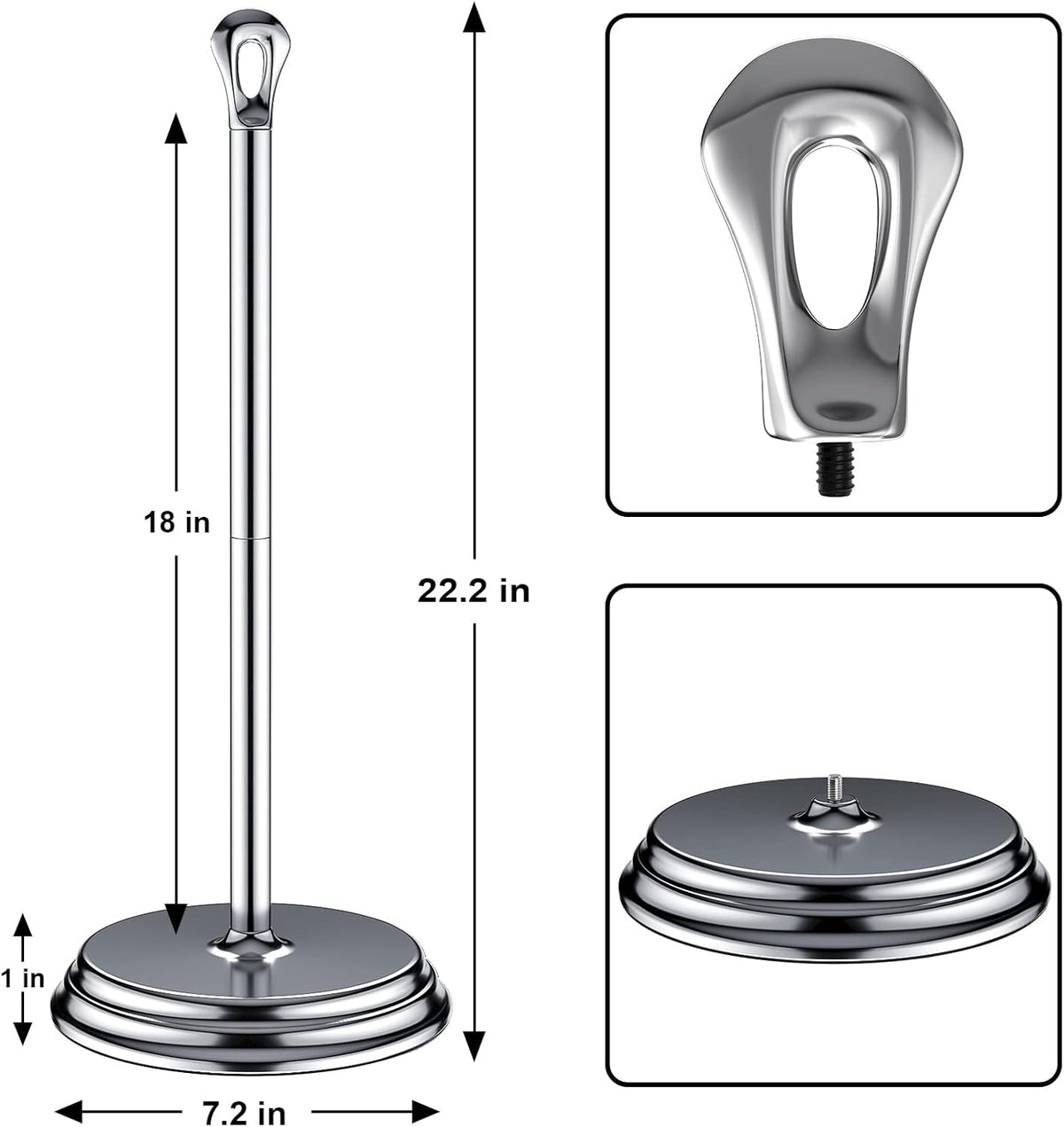 KASUNTO Toilet Paper Holder with Rustproof, Metal Free Standing Toilet Paper Stand Storage for Bathroom, Tissue Paper Roll Holder for Bathroom Accessories (Polished Chrome)