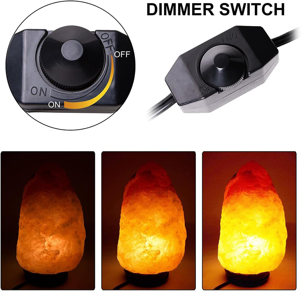 Salt Lamp Cord Replacement 2-Pack with Dimmer Switch 5 feet Lamp Cord and 8-Pack Halogen Salt Lamp Bulbs(15 Watts)