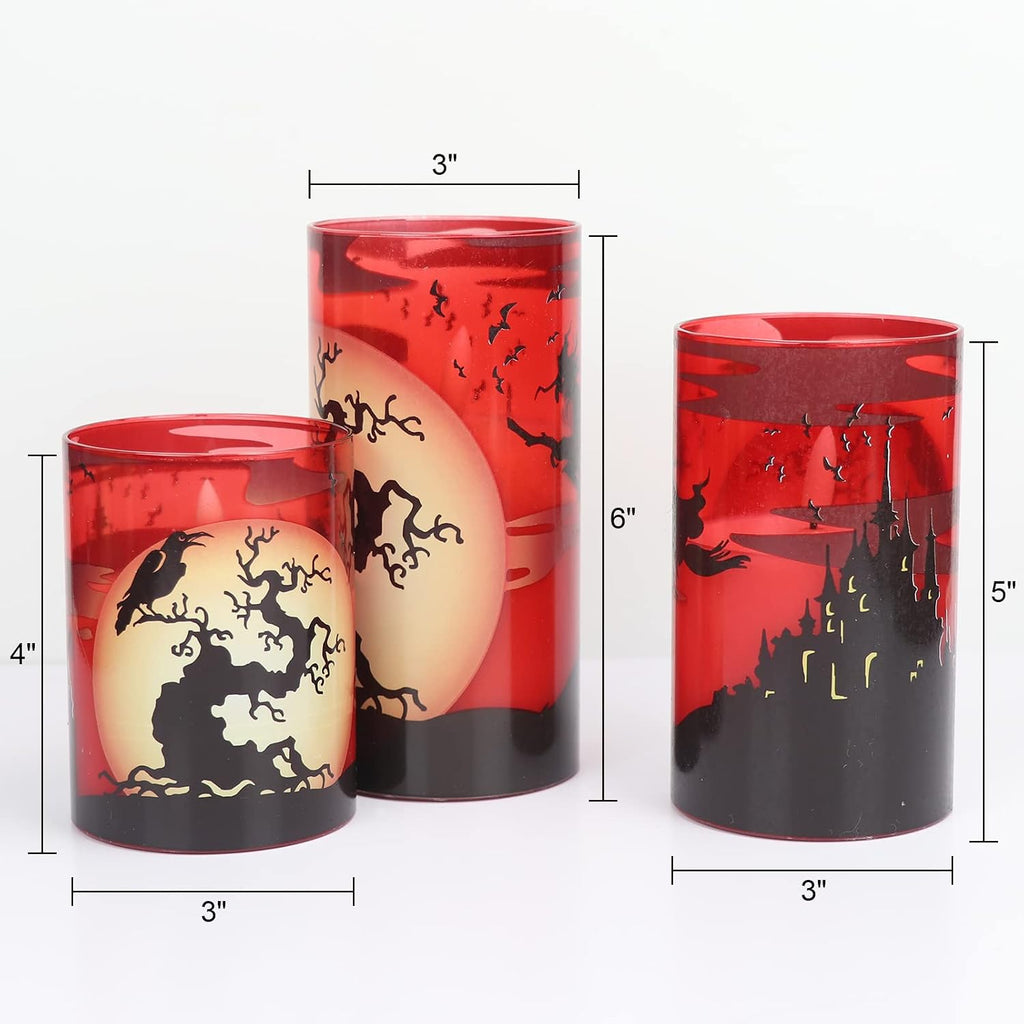 Witch Glass Flameless Candles Battery Operated with Remote Timer