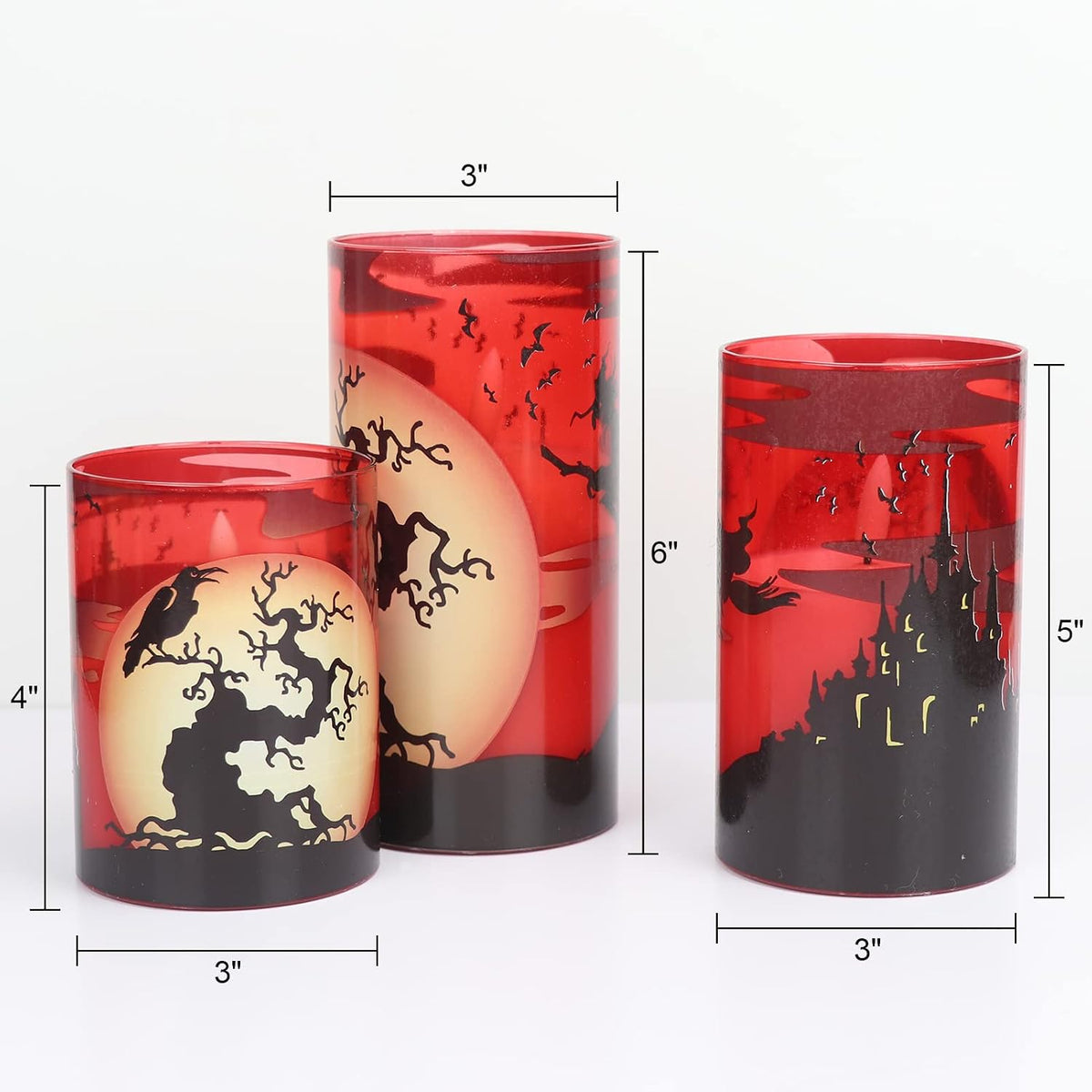 Witch Glass Flameless Candles Battery Operated with Remote Timer