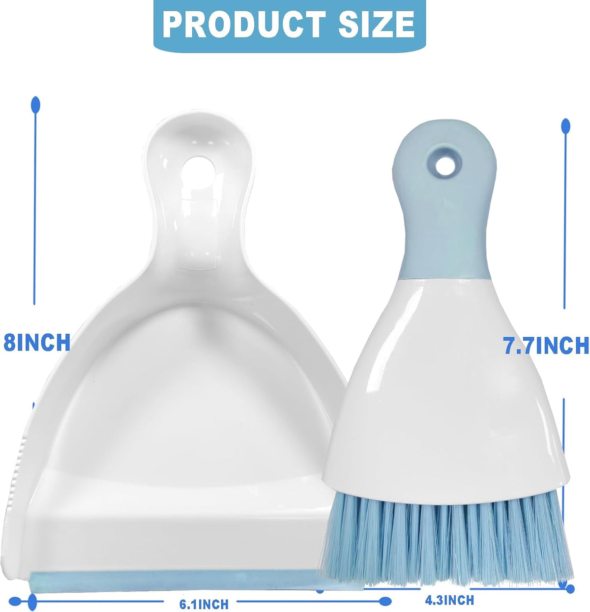Mini Broom with Dustpan Combo Set Small Dust pan and Brush Set Quick Cleanup Tools for Kitchen Table Keyboards Pets Nest Sofa (Blue)