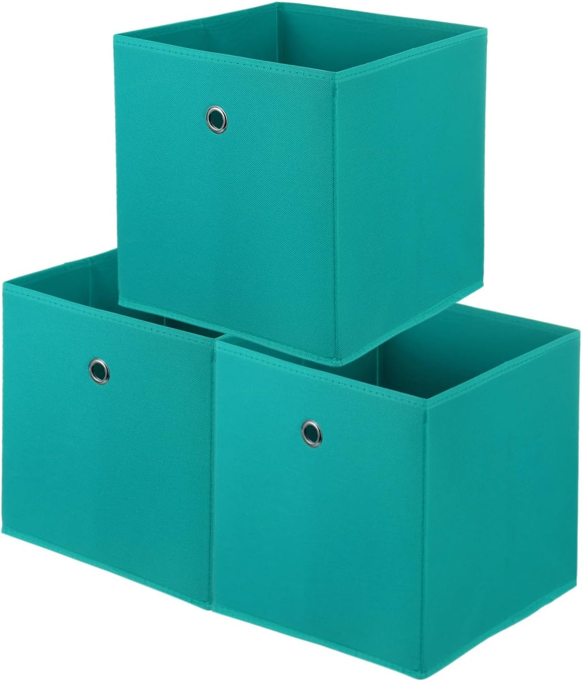 uxcell 3 Pack Storage Cubes 12x12x12 for Organizing Peacock Green