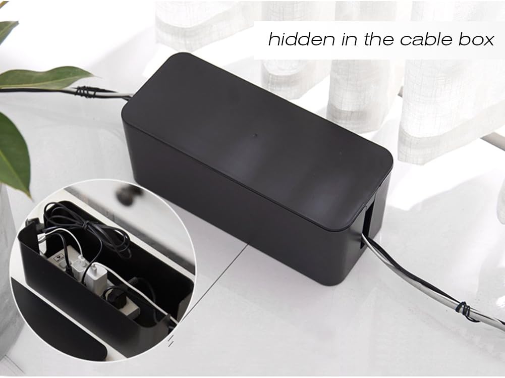 ShellKingdom Cable Management Box, 3 Pack Cable Organizer for Cable Cord Management, Storage and Holder to Cover and Hide & Power Strips & Cords (Black 3 Set)