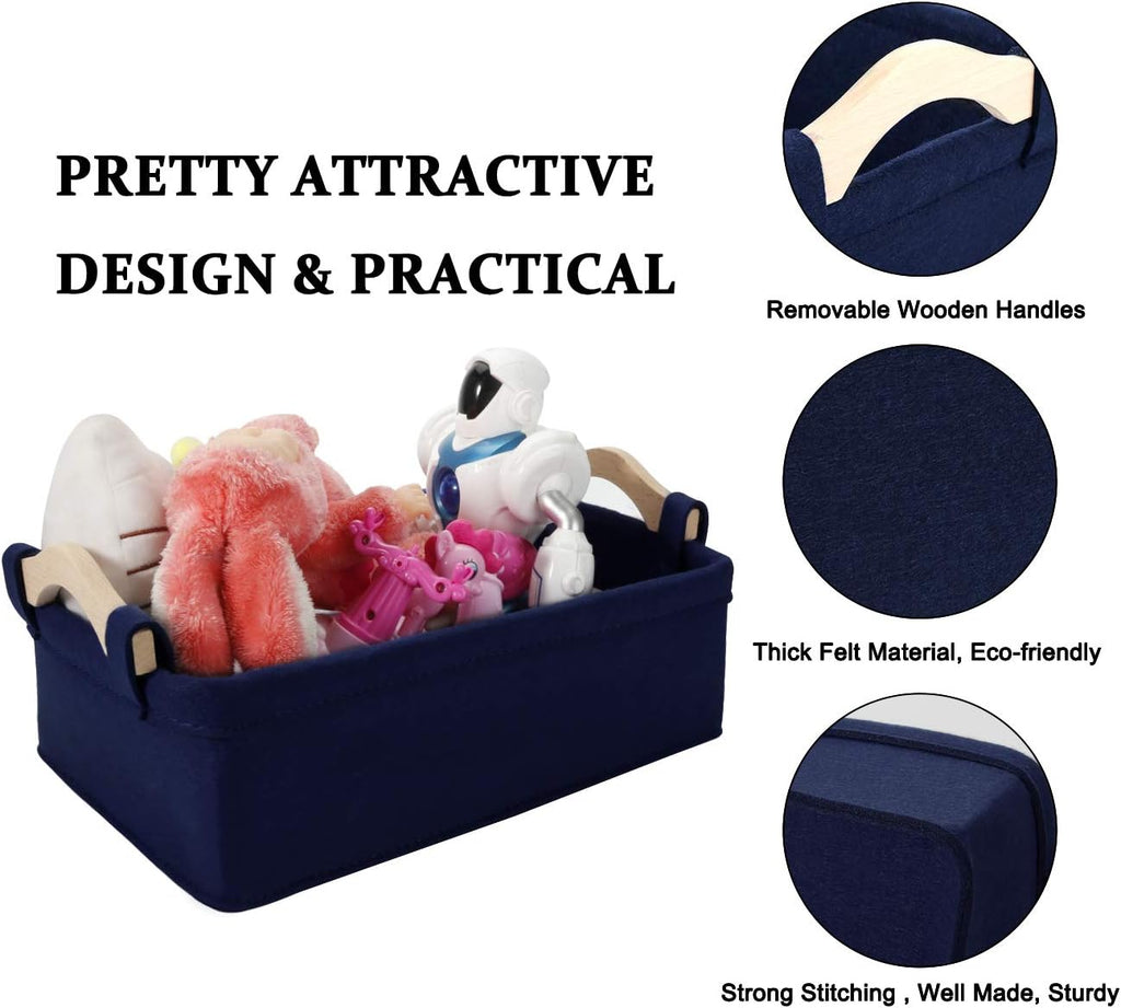 Rectangle Storage Baskets Navy Blue Storage Baskets Soft Decorative Nursery Bins for Books Magazines Album Dog Toys Bra Socks