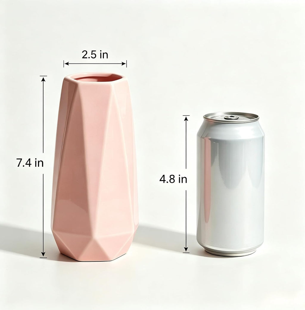 Pink Ceramic Vase, 7.5 inch Flower vases, Modern,Simple,Minimalism Style(Small)