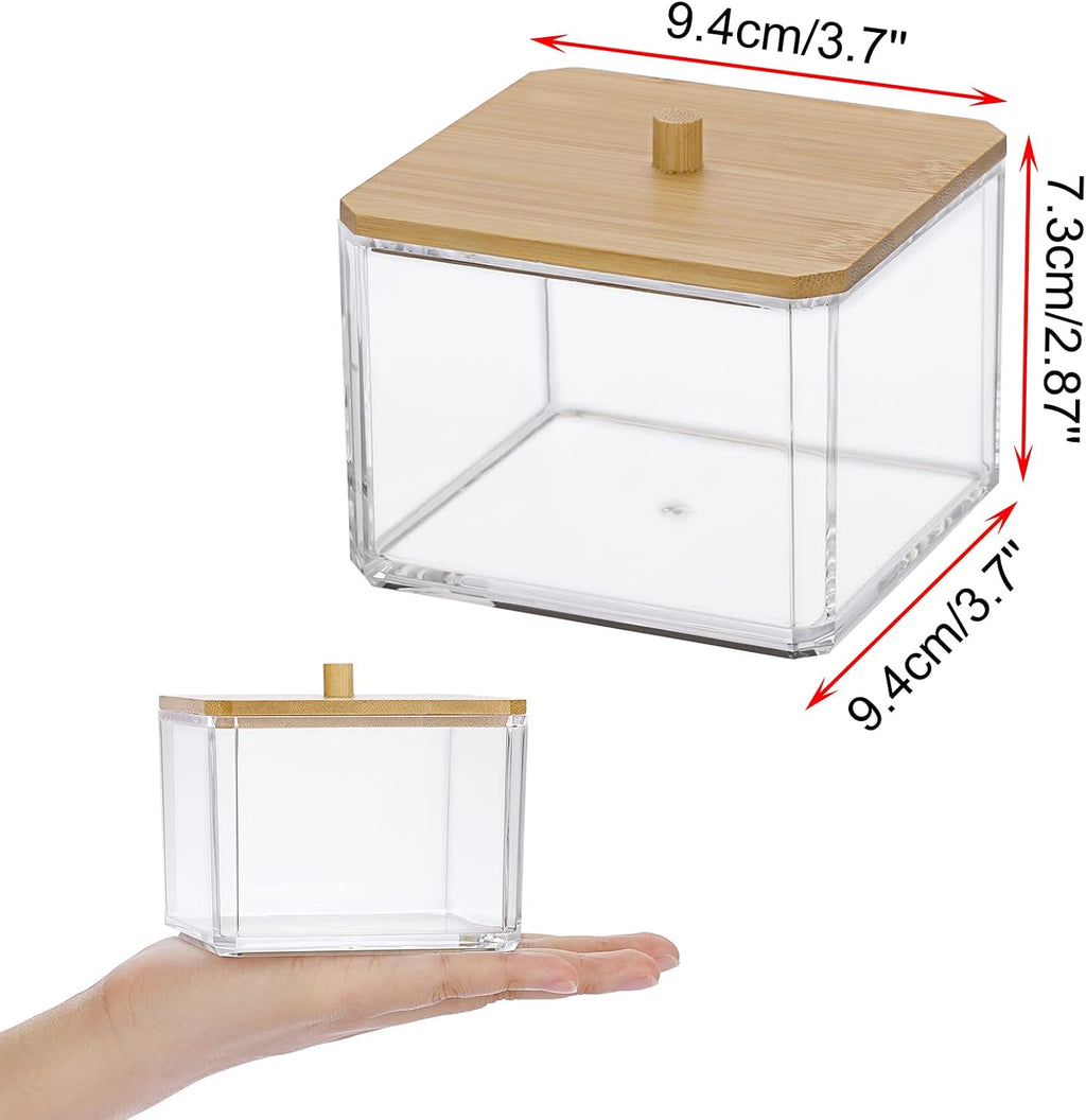Hipiwe Acrylic Q-Tip Holder Dispenser with Lid Clear Bathroom Canisters