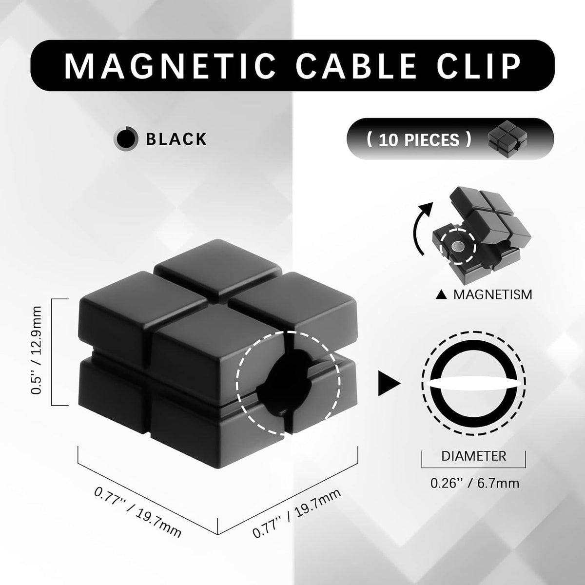 Magnetic Cord Organizer - 10PCS Cord Holder for Nightstand, Magnetic Cable Clips for Cable Management, Desk & Car - Keep Charging Cables, HDMI & USB Cords Organized, Secure & Tangle-Free