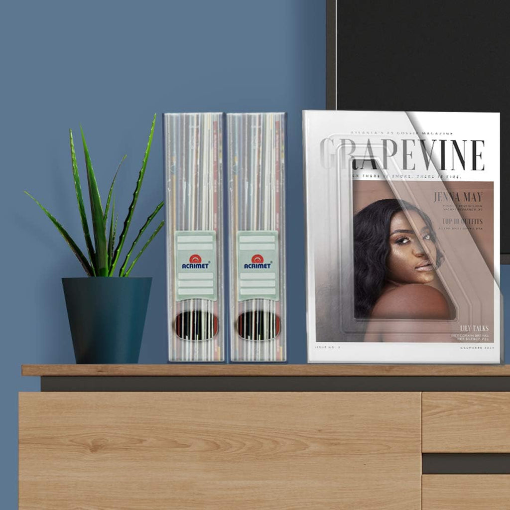 Acrimet Magazine File Holder, Vertical Desk Organizer, Clear, 2 Pack