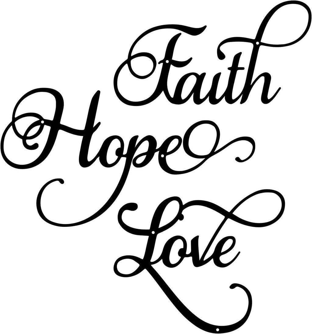 ESTART Faith Hope Love 3Pcs Black Metal Farmhouse Inspirational Wall Sign