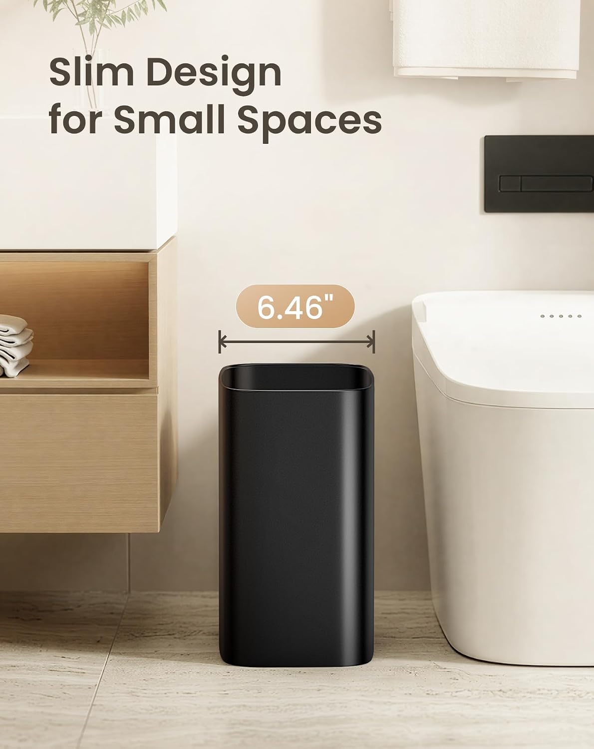 Cesun 3.4 Gallons Bathroom Trash Can, Small Under Sink Wastebasket, Black
