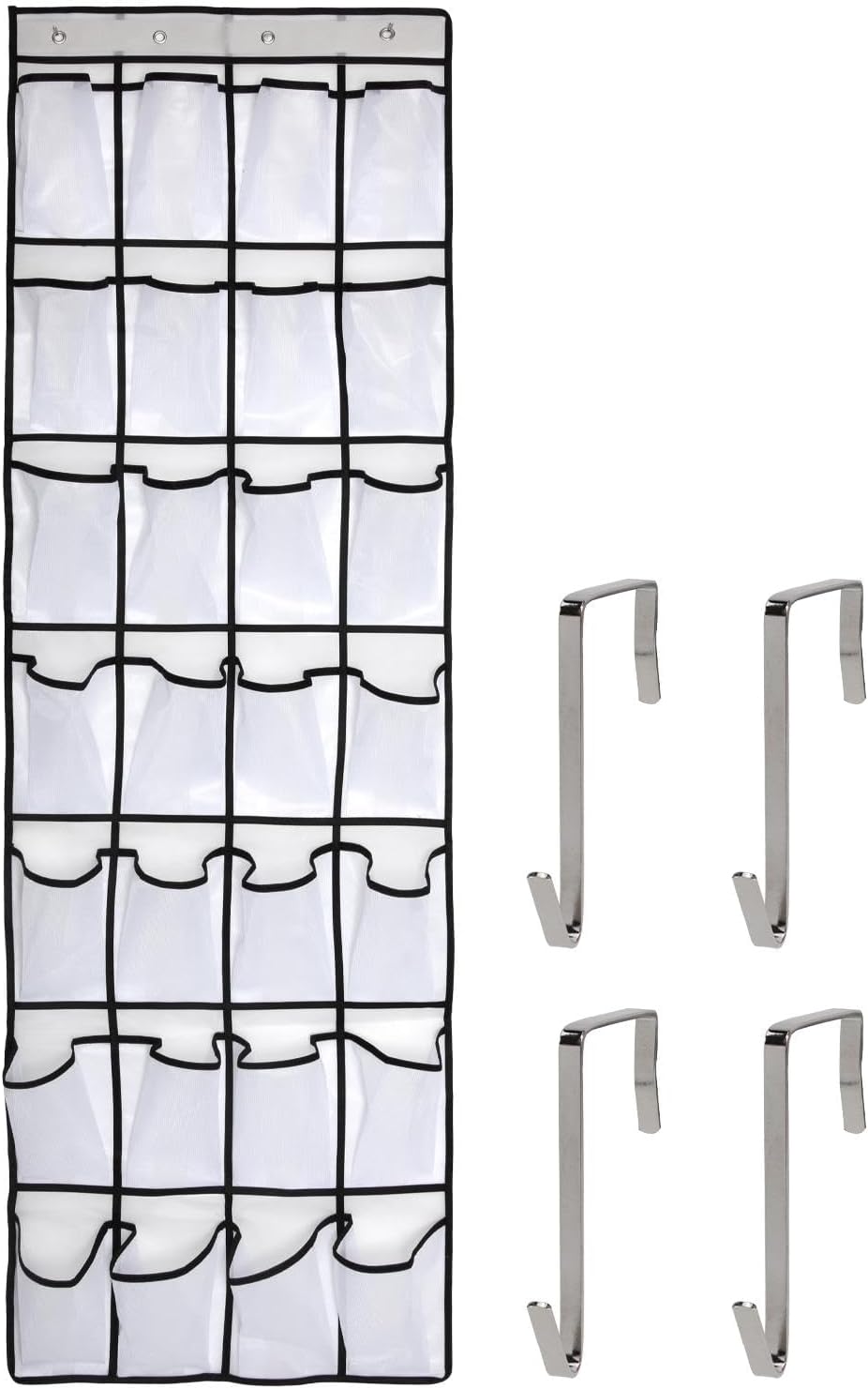 28 Pocket Over The Door Shoe Organizer With 4 Metal Hooks
