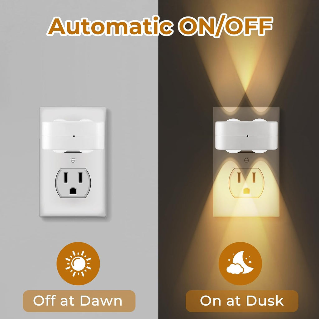 4 Pack LED Night Light Plug in Wall, Compact Nightights, 3000K Soft White,for Hallway, Stairs, Bedroom, Bathroom, Kitchen