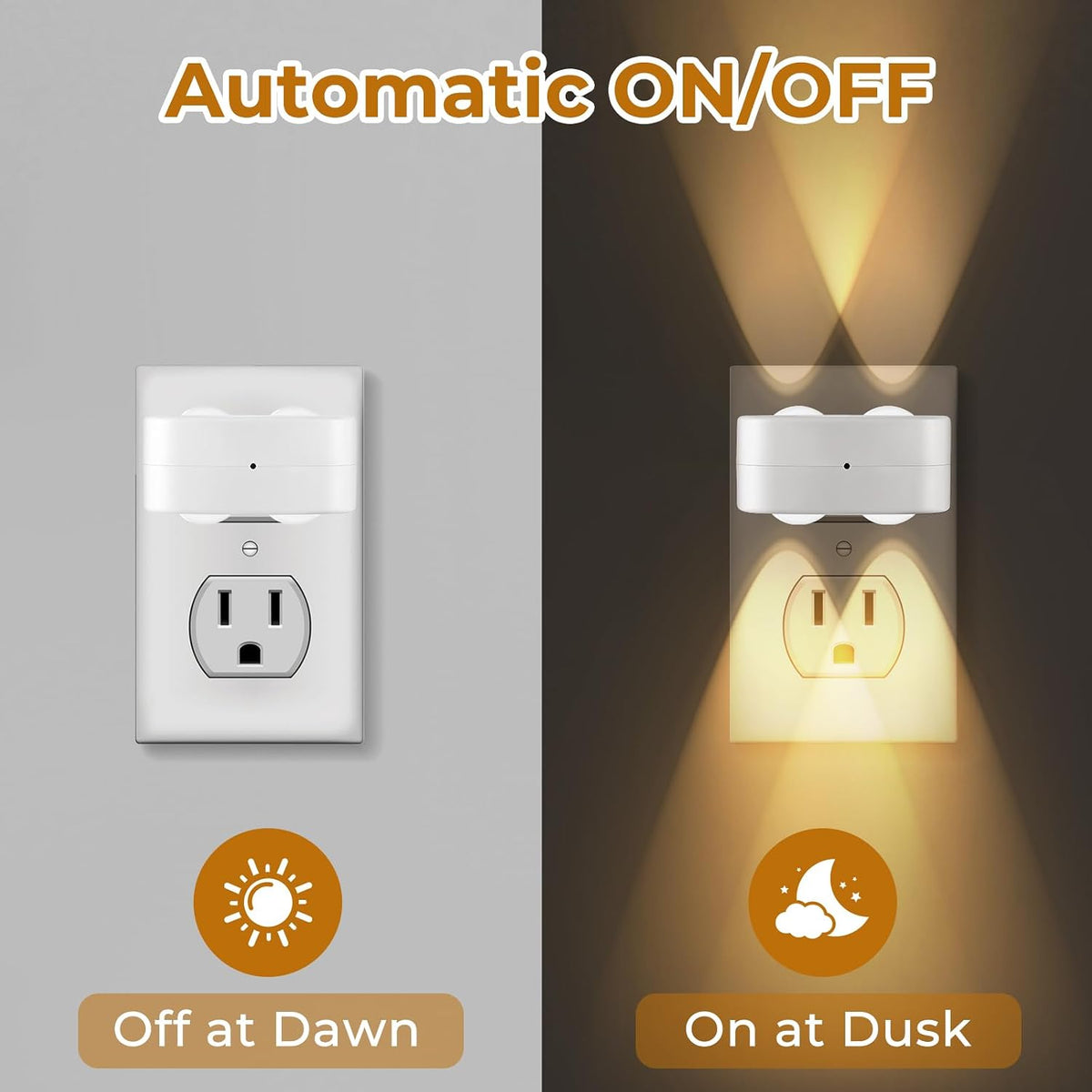 4 Pack LED Night Light Plug in Wall, Compact Nightights, 3000K Soft White,for Hallway, Stairs, Bedroom, Bathroom, Kitchen