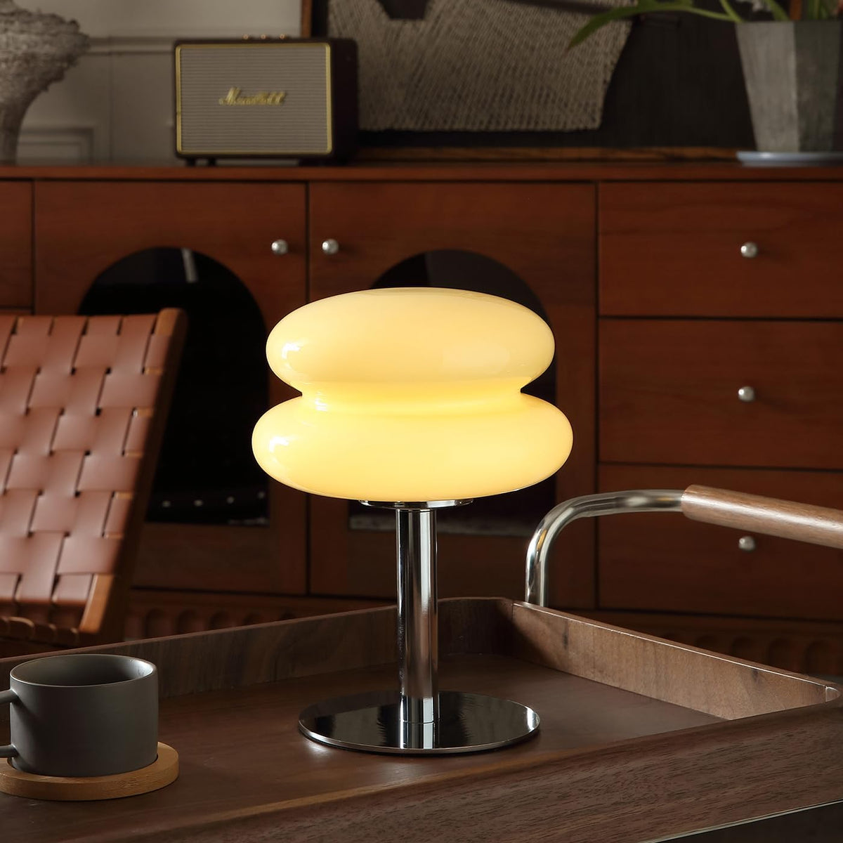 Glivpny Mushroom Lamp Table Lamp, Mid Century Modern Bedroom Lamps(Cream)
