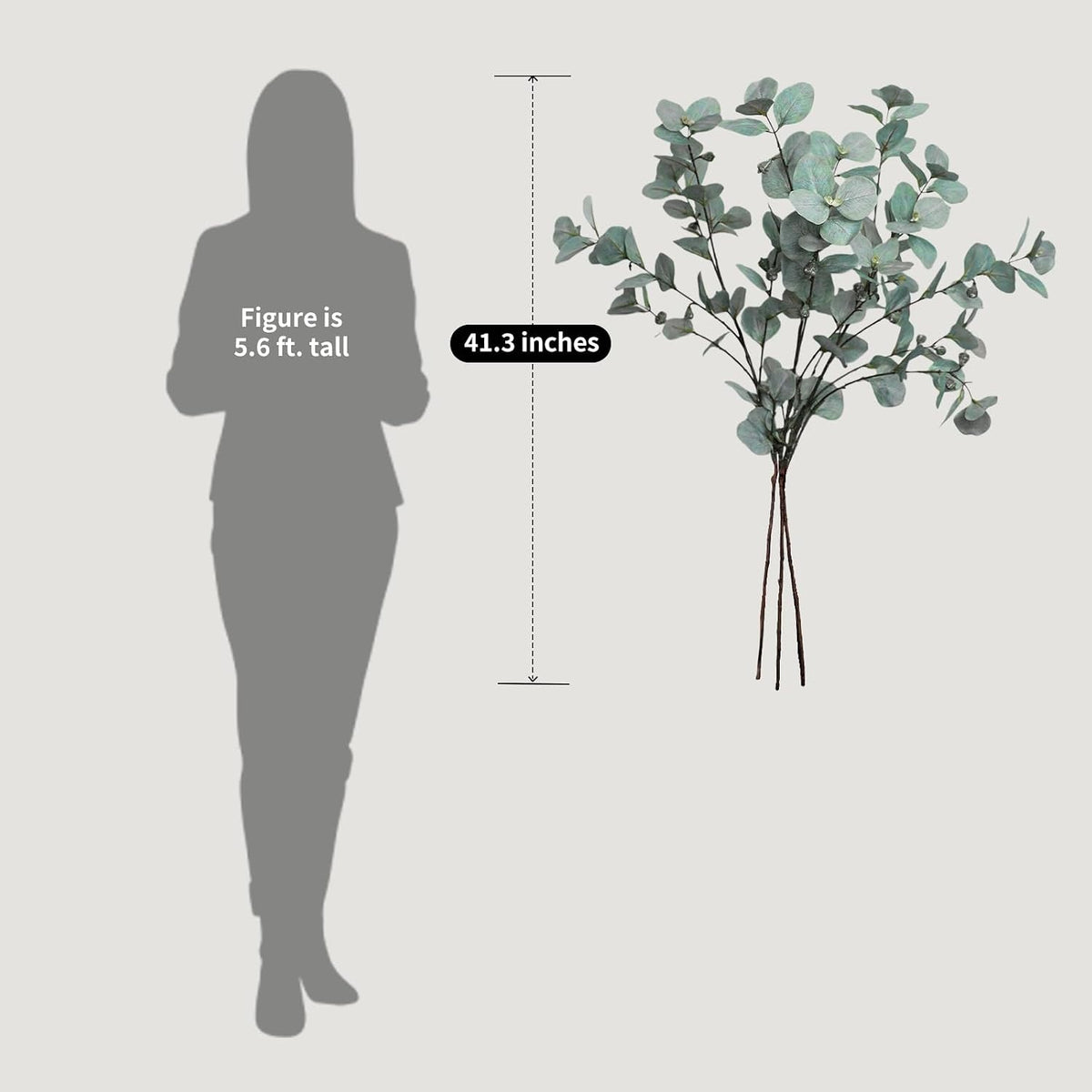 KBREE 41.3" Eucalyptus Stems, 3 Pcs Faux Eucalyptus with Seed Pods, Extra Long Artificial Greenery Stems for Tall Vase, Home, Wedding & Office (Silver Blue Green)