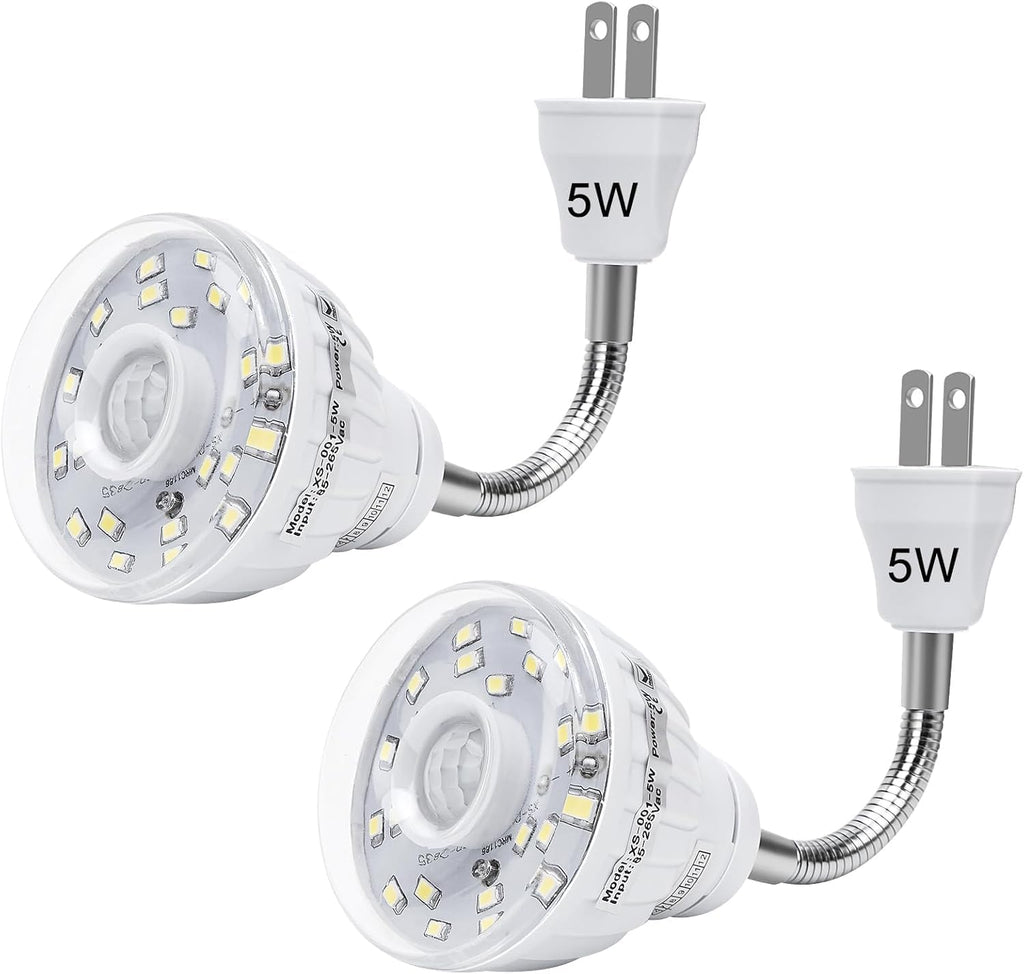 Plug in Motion Sensor Night Light Indoor, PIR Infrared Motion-Activated LED Night Light for AC Outlet,Dusk to Dawn Sensor Smartlight,360° Directional Rotating for Garage Stairway, 5W White, 2 PCS