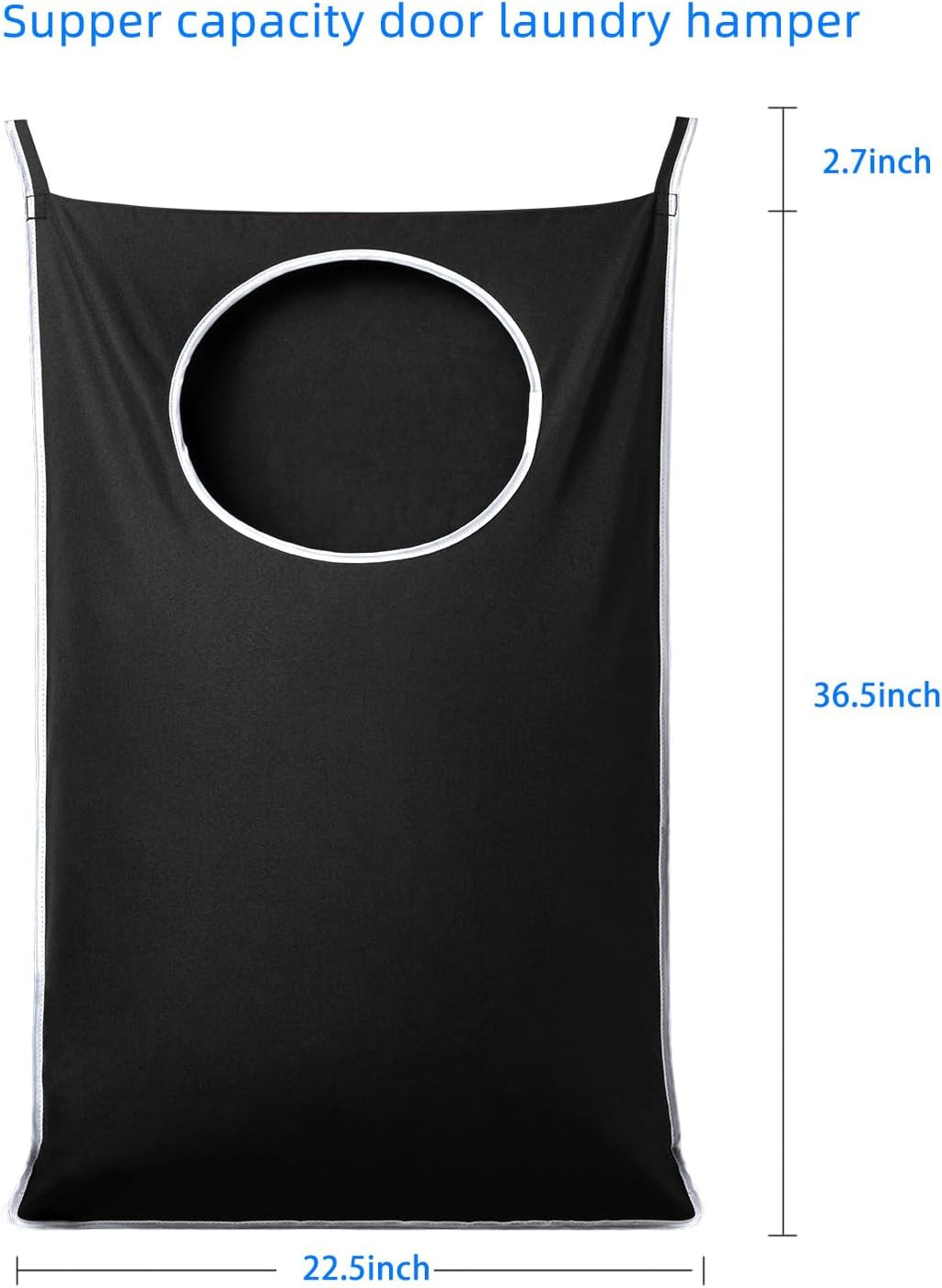 ANSTROUT 2 Pack XL Hanging Laundry Hamper, Extra Large Tear-Resistant Door Organizer with 2 Hook Types, Space-Saving Laundry Bag (36.5" x 22", Black)