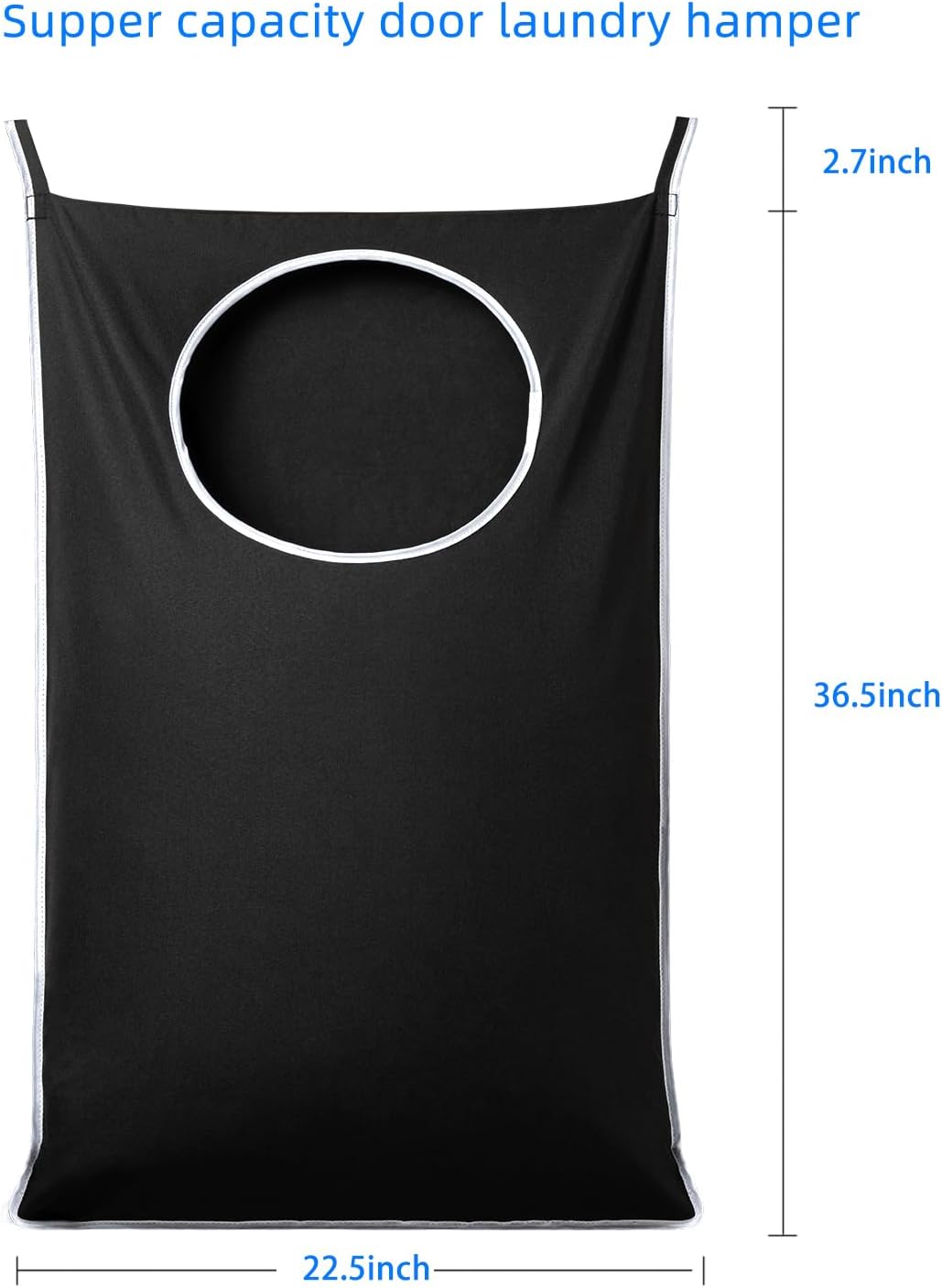ANSTROUT 2 Pack XL Hanging Laundry Hamper, Extra Large Tear-Resistant Door Organizer with 2 Hook Types, Space-Saving Laundry Bag (36.5" x 22", Black)