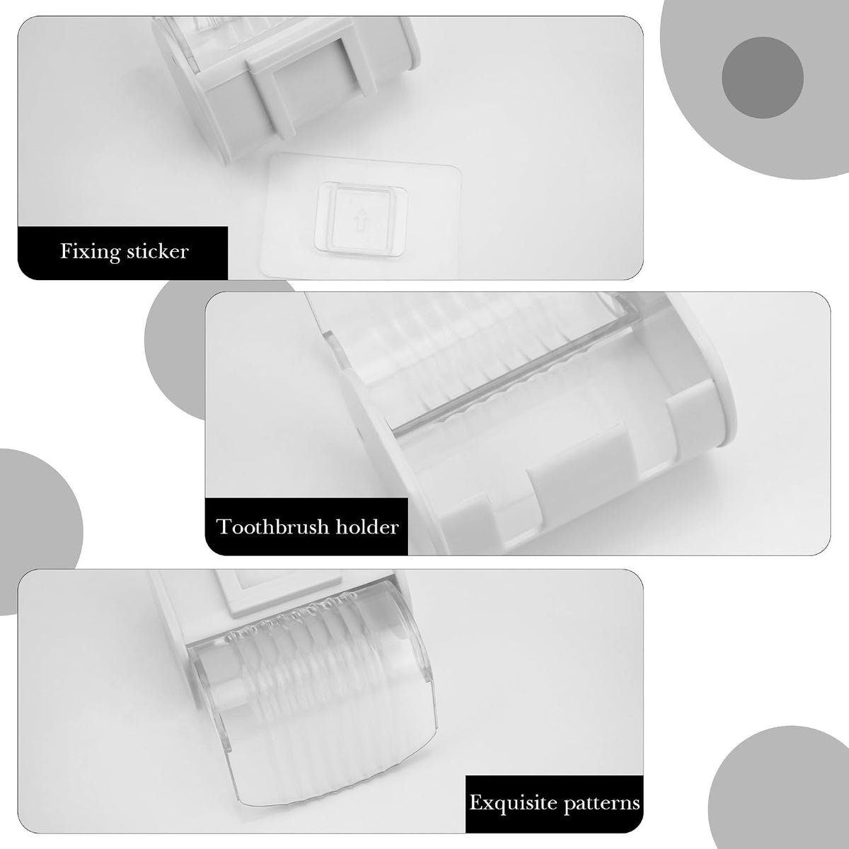 2 Pack Toothbrush Holder Wall Mounted with Cover for Bathroom, 2 Slots Toothbrush Storage Organizer for Shower, Self Adhesive Toothbrush Hanger (White)