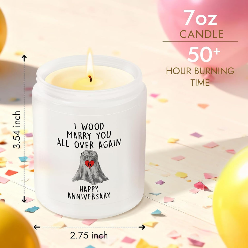 5th Anniversary Candle Gifts for Women Men - 5 Year Wedding Anniversary Candle Gifts for Couple Girlfriend Boyfriend Wife Husband - 5th Romantic Gift Gift for Her Him
