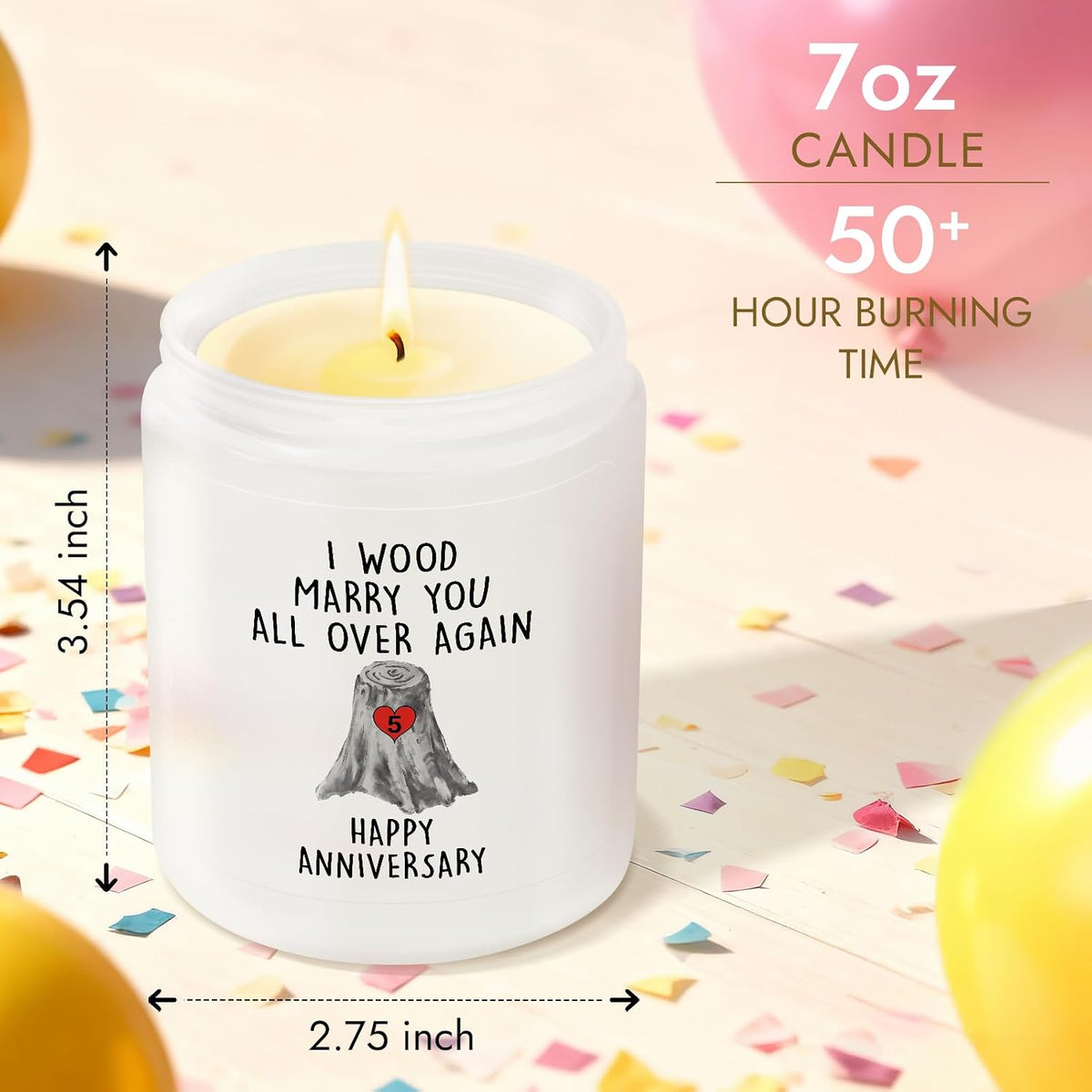 5th Anniversary Candle Gifts for Women Men - 5 Year Wedding Anniversary Candle Gifts for Couple Girlfriend Boyfriend Wife Husband - 5th Romantic Gift Gift for Her Him