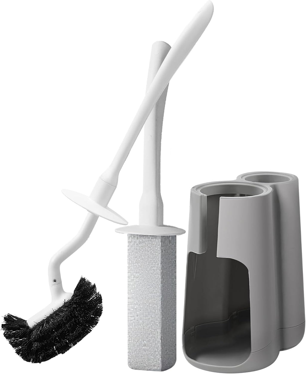Toilet Brush and Holder Set with Pumice Stone, Toilet Bowl Brush Combo