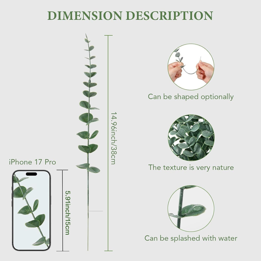 80 Pcs Artificial Eucalyptus Stems Fake Eucalyptus Leaves Eucalyptus Plant