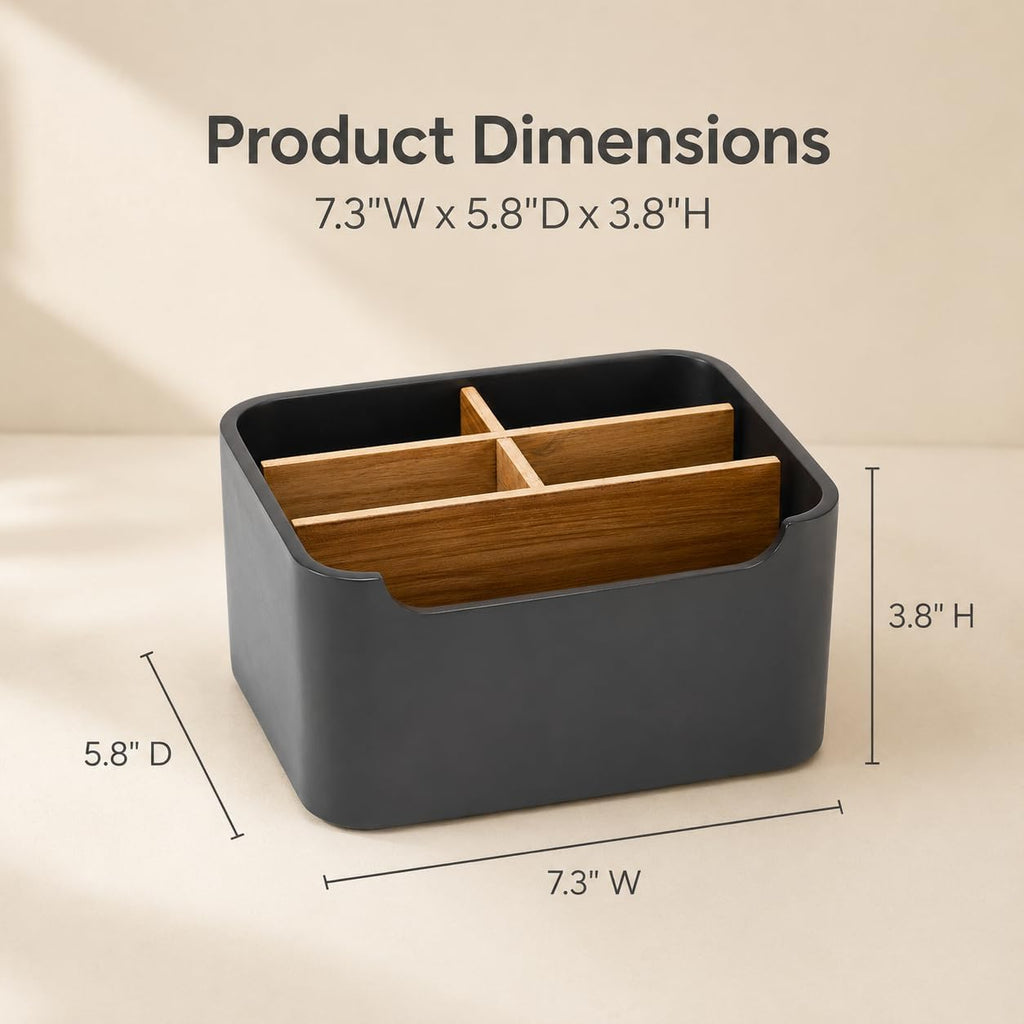 Remote Control Holder, Desk Organizer with Removable Dividers,Black
