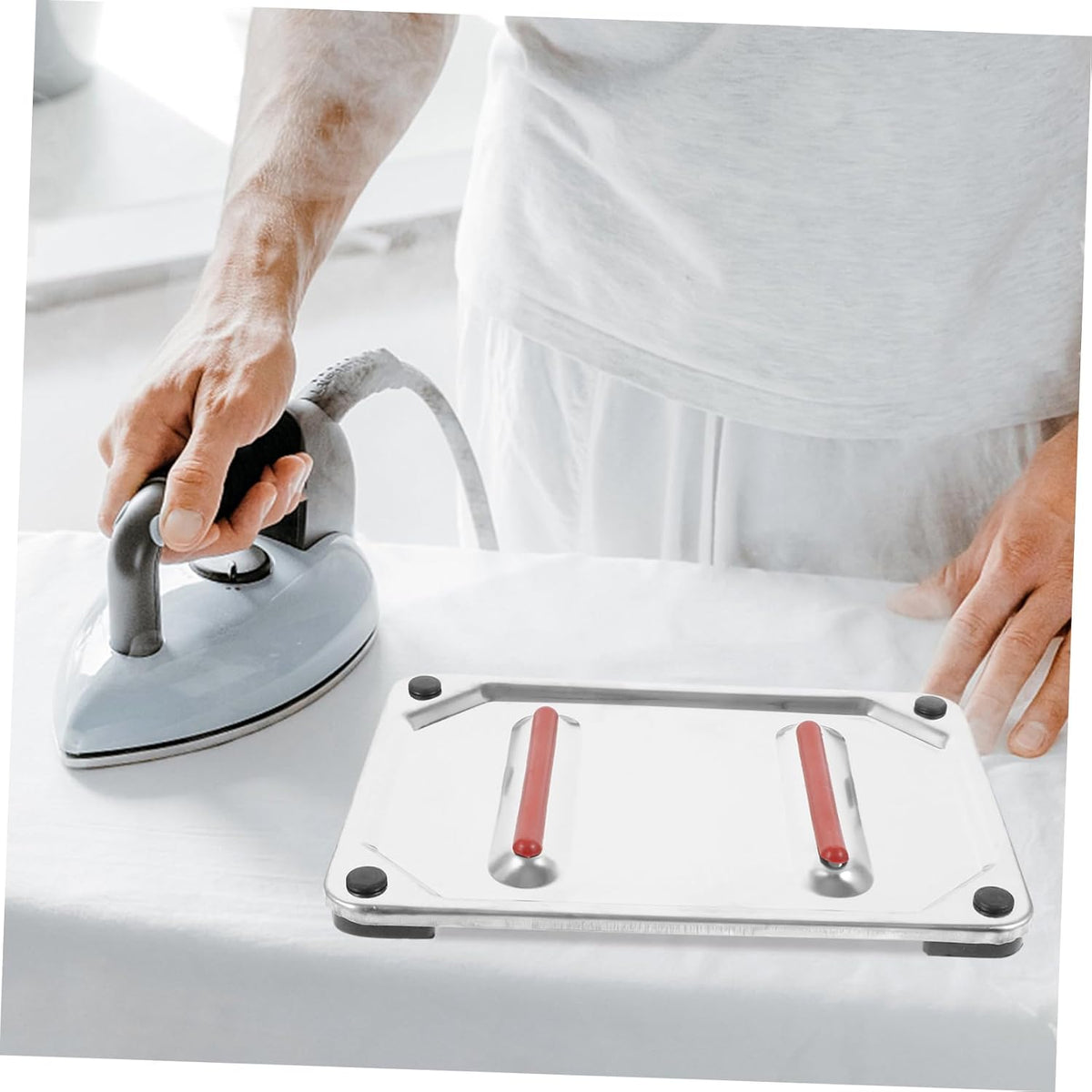 Anti-Scald Stainless Steel Iron Rest Mat Heat Resistant Protective Ironing Plate with Nonslip Design for Home and Outdoor Use Lightweight and Iron Base
