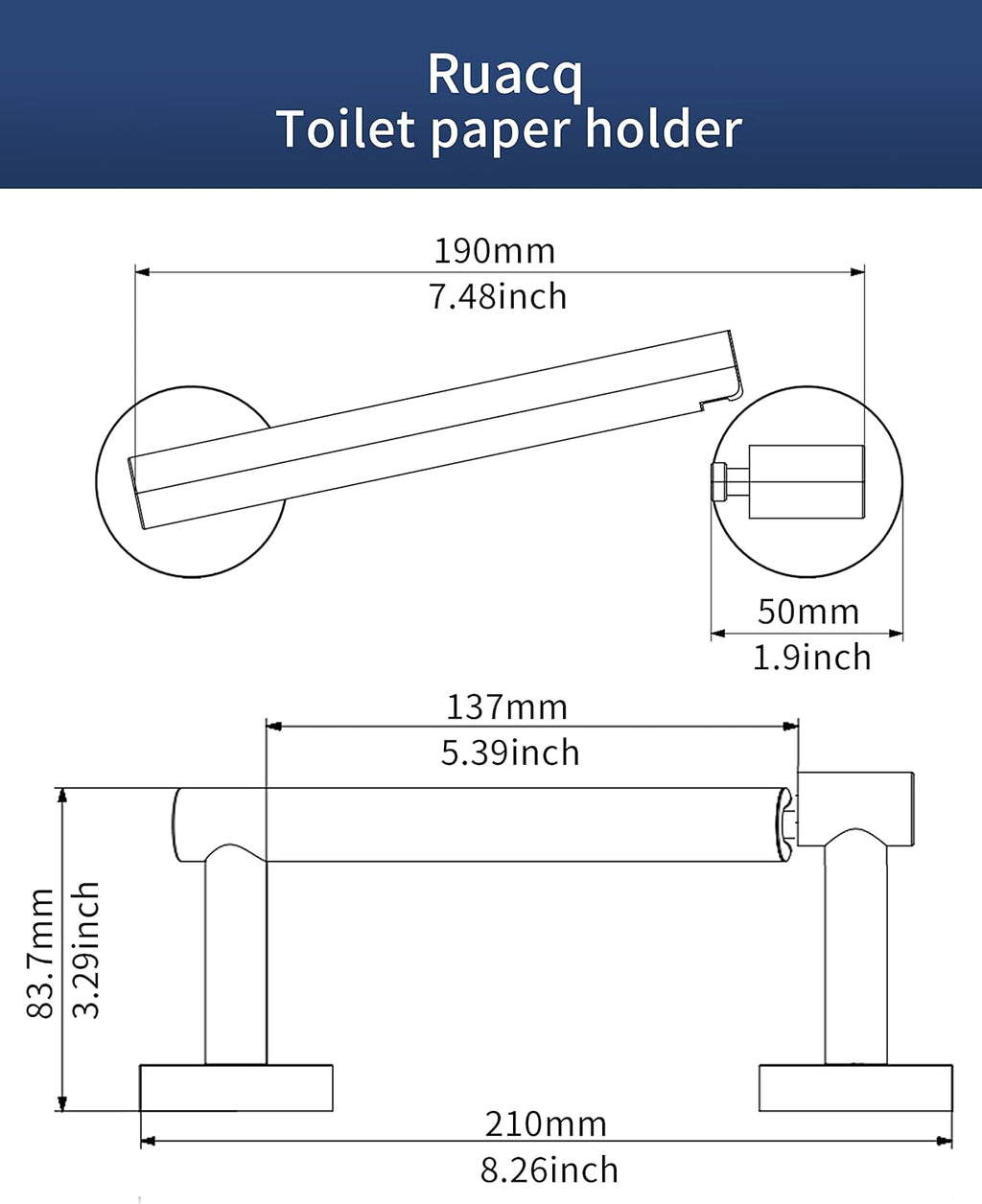 RUACQ Brushed Gold Toilet Paper Holder Wall Mount for Bathroom