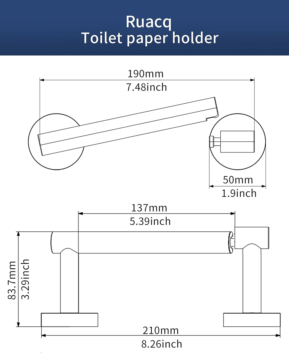 RUACQ Brushed Gold Toilet Paper Holder Wall Mount for Bathroom