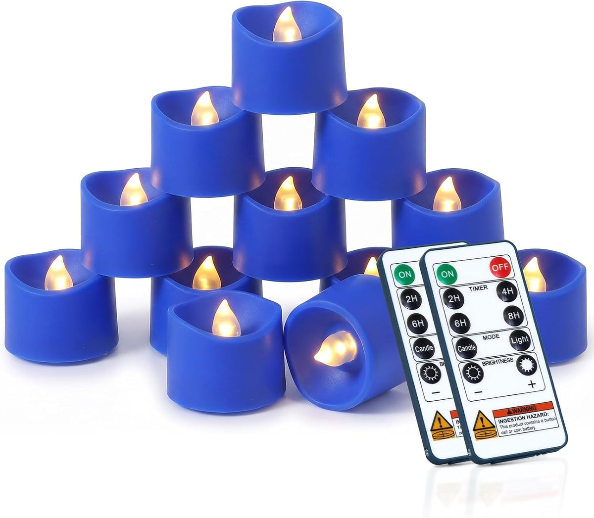 Homemory 24-Pack Navy Blue Remote Flameless Tea Light Candles, 400+ Hrs