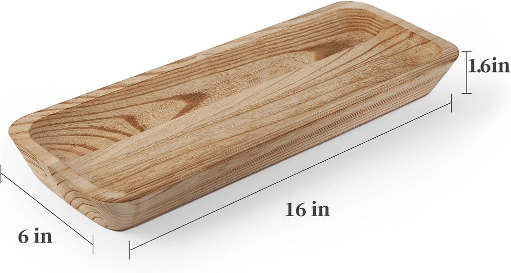 16" Long Wooden Dough Bowl for Home Decor - Rustic Farmhouse decorative bowl, Wood Bowl Kitchen Table Decor, Dining Room Centerpiece with Natural Wood Grain