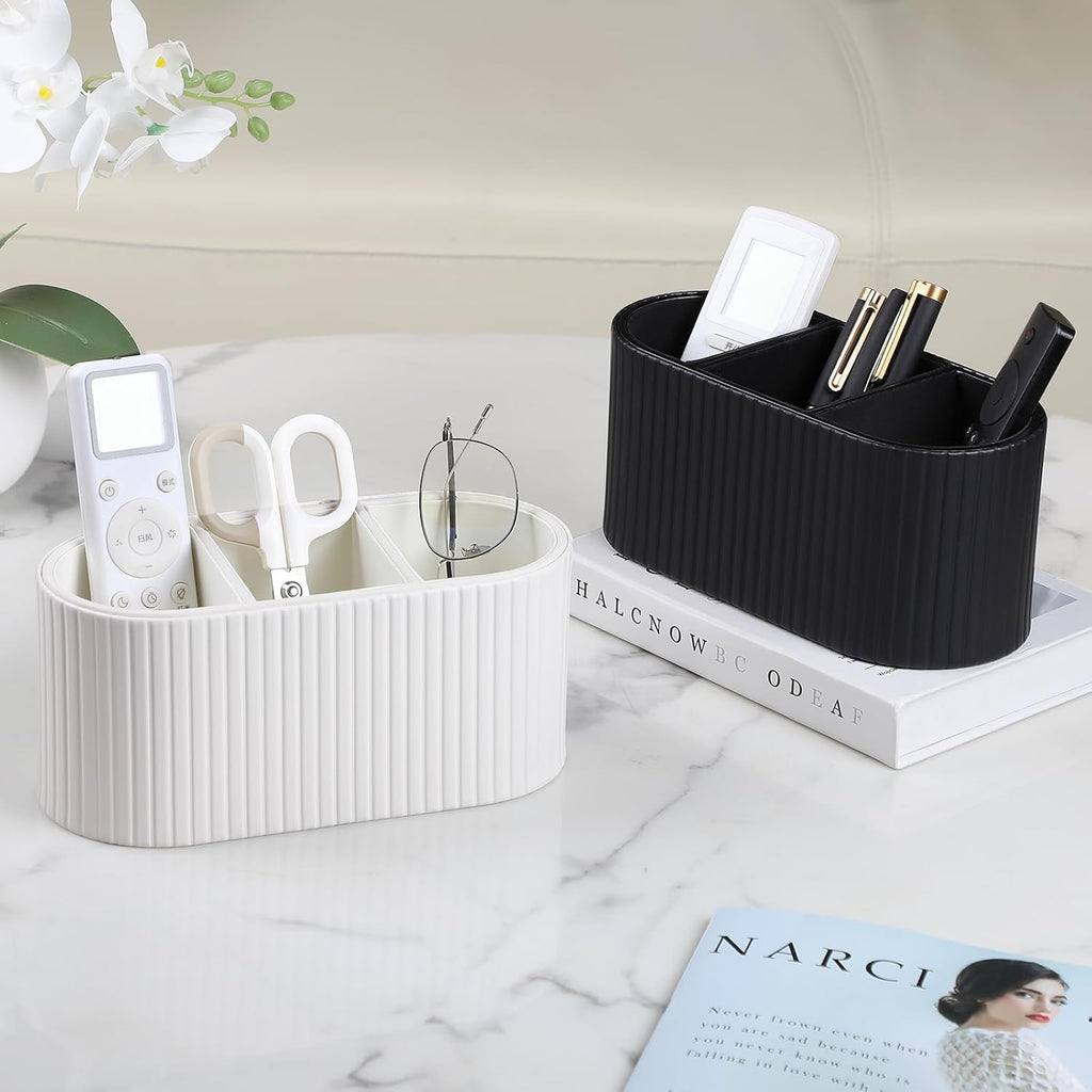 Oval Pen Holder for Desk, Remote Control Holder, Black