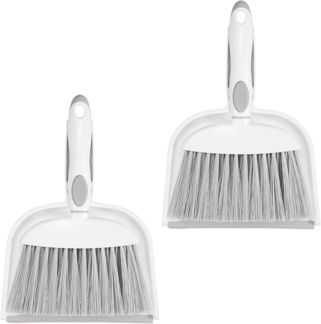 NACENA Small Dust Pan and Brush Set, 2 Pack, White&Gray