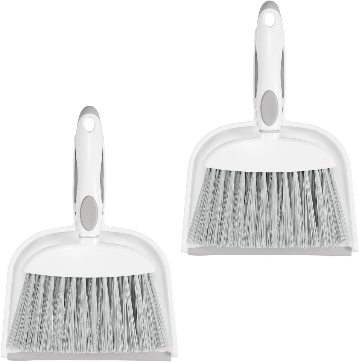 NACENA Small Dust Pan and Brush Set, 2 Pack, White&Gray