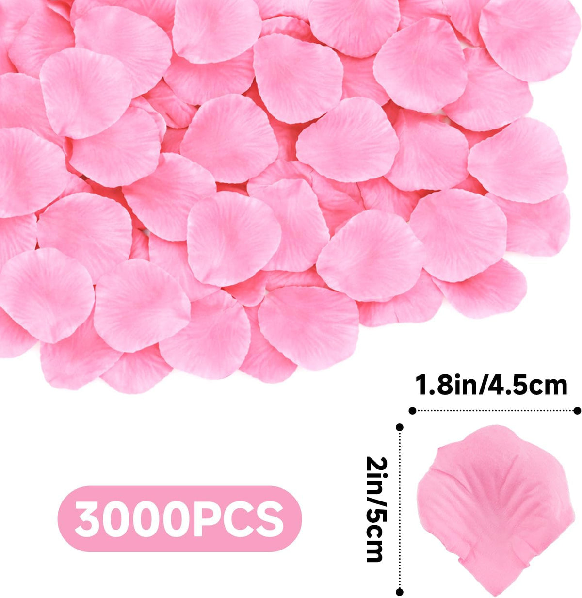 Anwyll 3000Pcs Pink Rose Petals - Artificial Faux Flowers Fake Rose Petals for Wedding Proposal Engagement Romantic Night Anniversary Valentine's Galentine's Day Decoration Home Room Party Decor