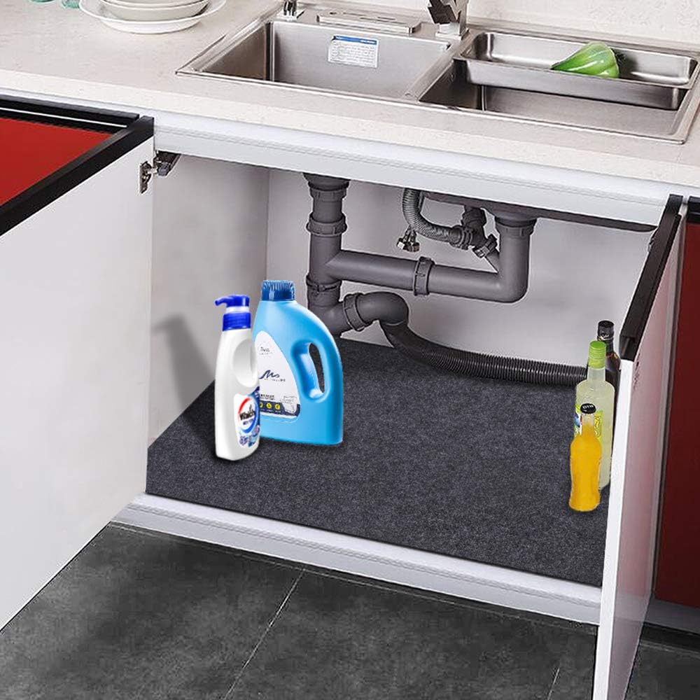 Under The Sink Mat， Kitchen Cabinet mat – Waterproof/Absorbent – Protects Cabinets，Absorbent Felt Material，Anti-Slip and Waterproof Backing，Contains Liquids，Washable (36" x 36")