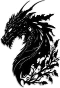 LIYOUYA Dragon Metal Wall Decor - Man Cave Decor Fantasy Room Decor Flower Wall Art Home Decor for Living Room, Bedroom, Office,Courtyard, Patio, Outdoor (Black)