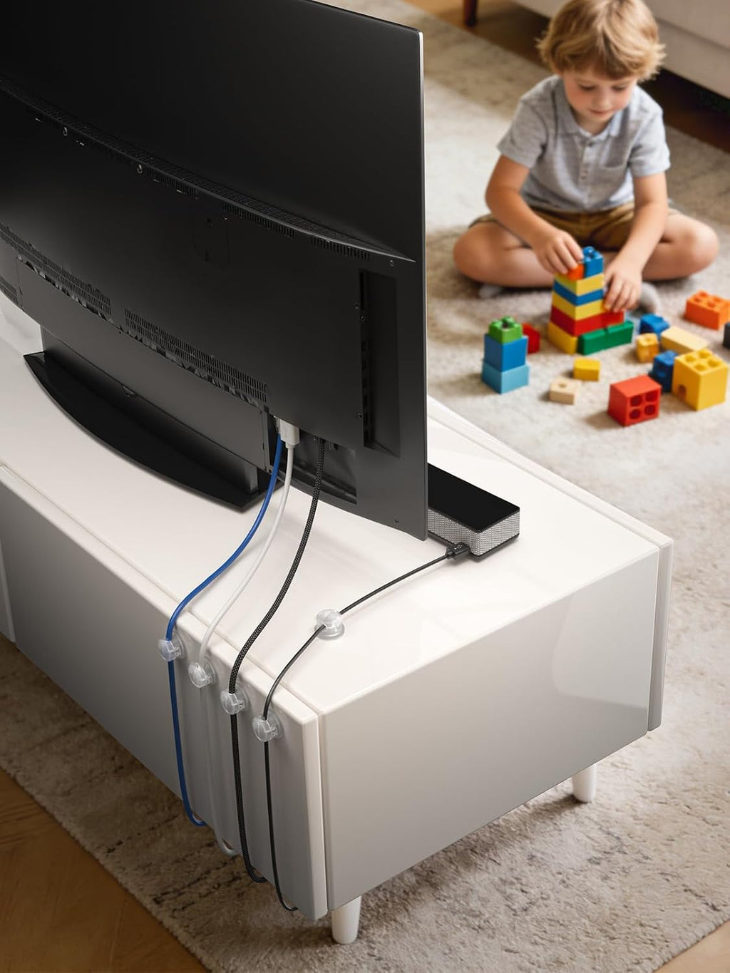 NEWDERY 6pc Magnetic Cable Clips Cord Organizer Cord Holder for Nightstand