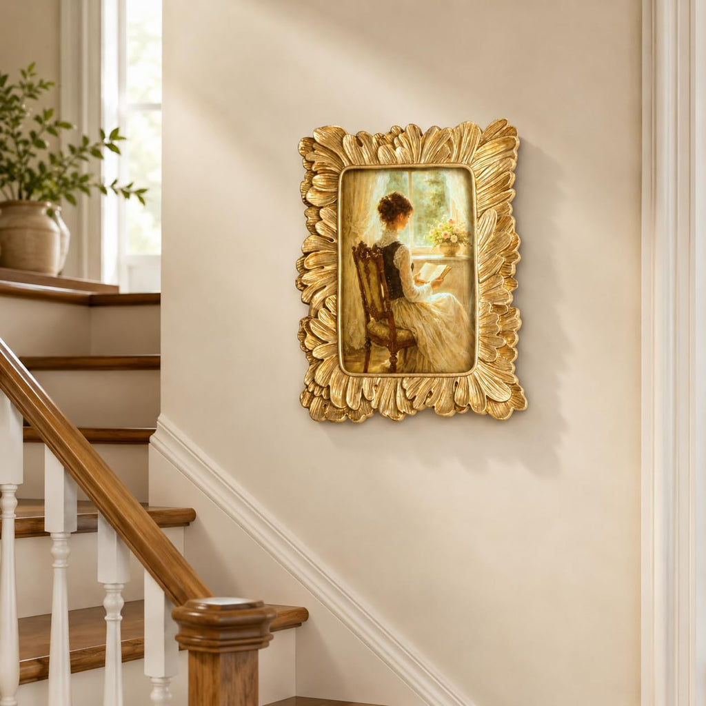 Vintage Picture Frames, Gold Vintage Frame, Feather,Gold, 4x6 Inch
