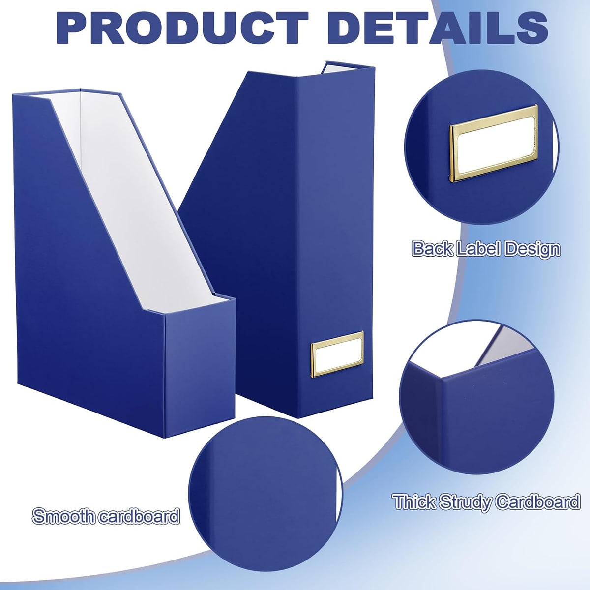 Feifeiya Magazine Holder Set of 6 Cardboard File Holder Desk, Navy Blue