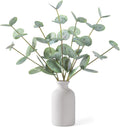 Artificial Eucalyptus Stems in Ceramic Vase, 14'' Fake Plants Greenery Stems for Home Decor Eucalyptus Plant for Bathroom Farmhouse Room Coffee Table Centerpiece Desk Shelf Faux Branches Decorations