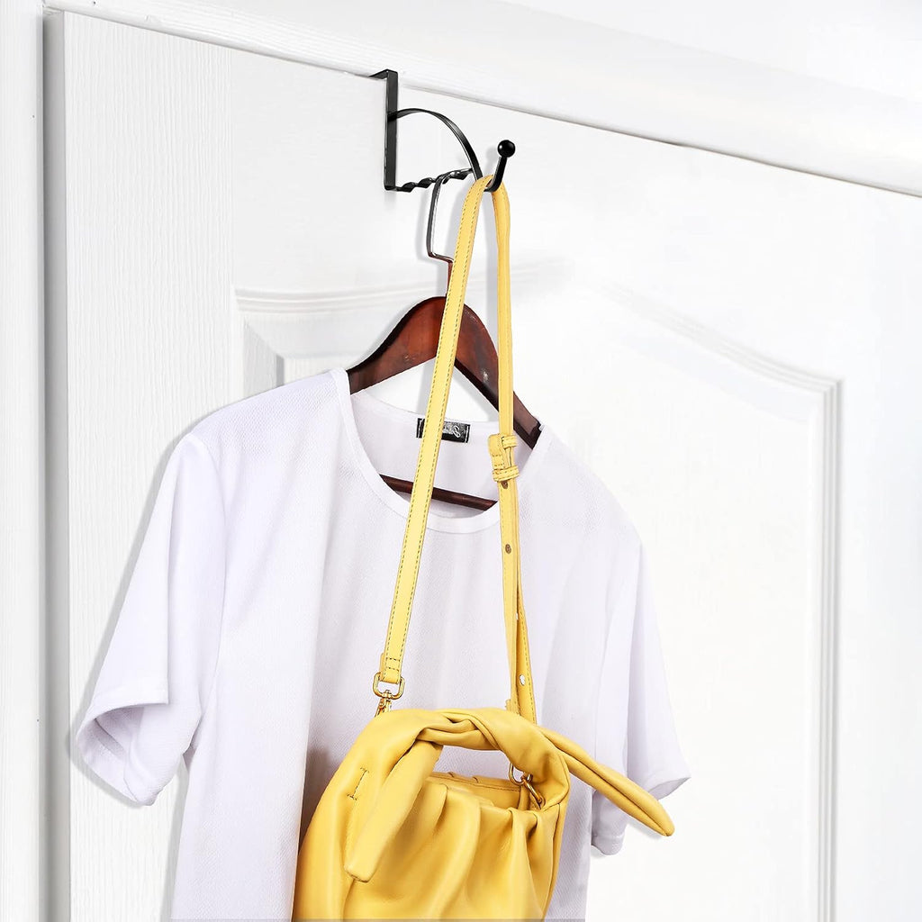 Hotop 2 Pcs Metal Over The Door Hooks, Clothes Hanger, Black