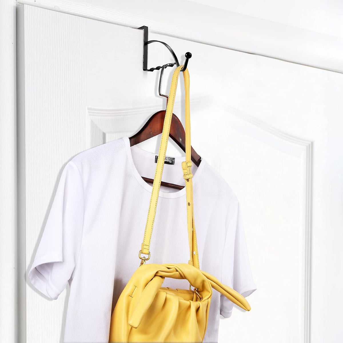 Hotop 2 Pcs Metal Over The Door Hooks, Clothes Hanger, Black