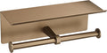 Double Toilet Paper Holder with Shelf Champagne Gold Wall Mount