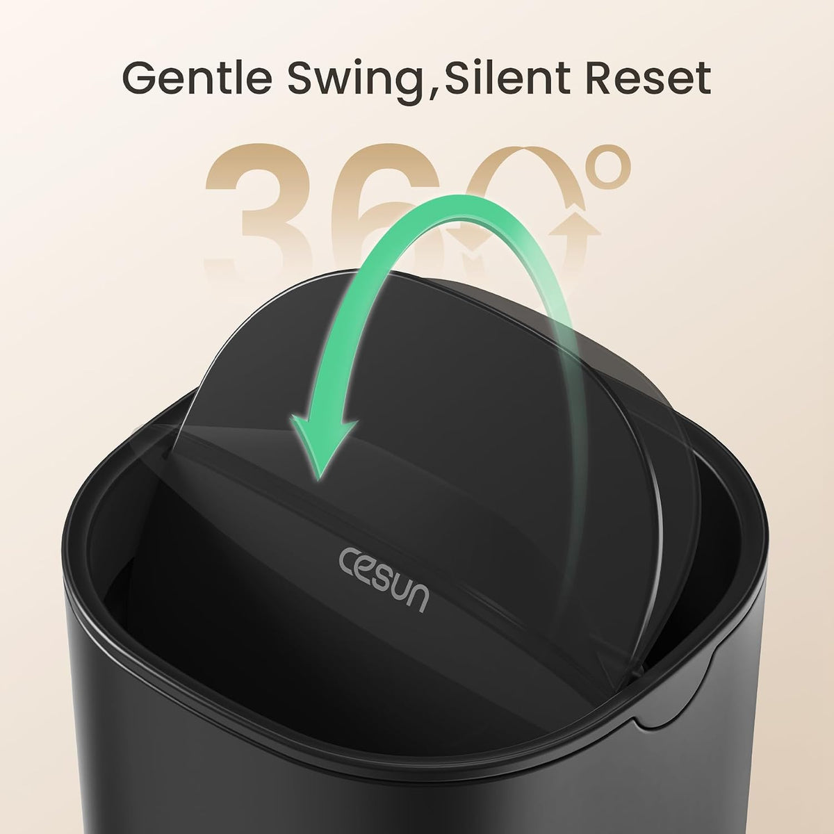 Cesun Mini Desktop Trash Can with Swing Lid, 0.4 Gal Desk Trash Can, Black